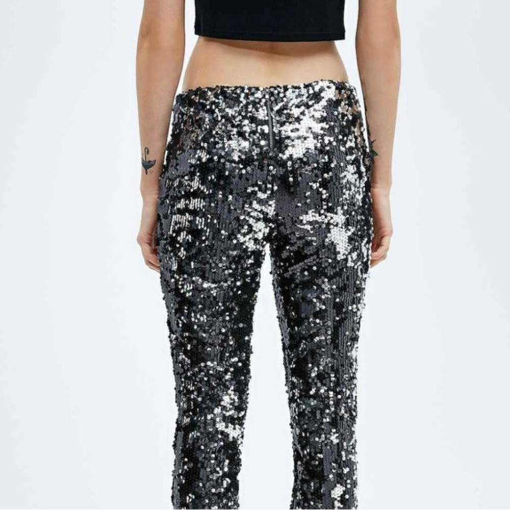 Silence + Noise Black and Silver Sequin Pants by Urban Outfitters M